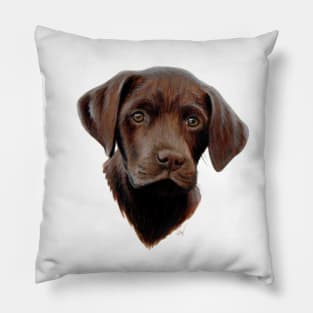 Chocolate Labrador Puppy Painting Pillow