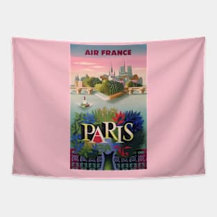 Paris France Travel Poster (1960s) Tapestry