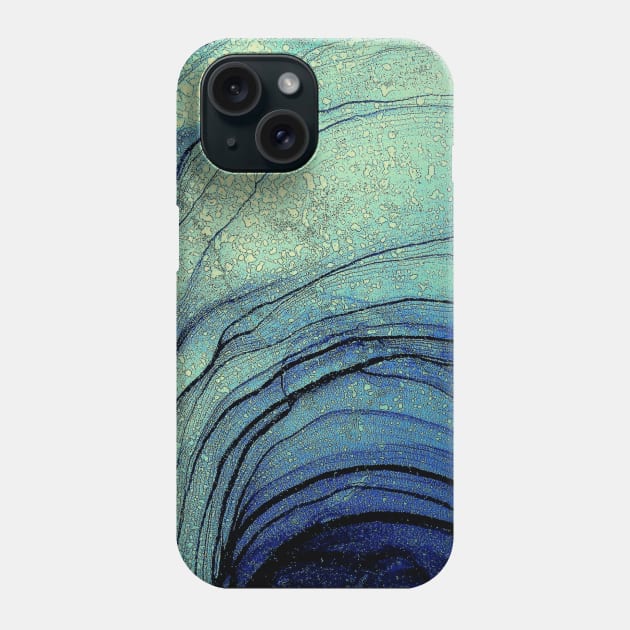Green and Blue Ripples Phone Case by MyAbstractInk