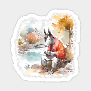 Handsome Donkey Writing Poetry Magnet