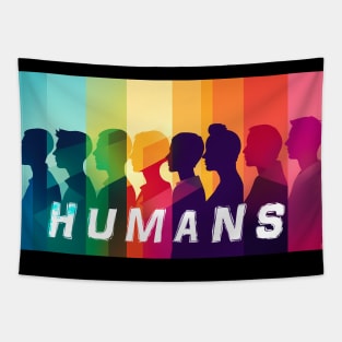 "Human" lettering with bright colours Tapestry