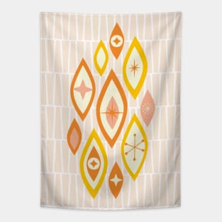 Atomic Age MCM Abstract Shapes and Stars in Pink, Orange, Yellow Tapestry