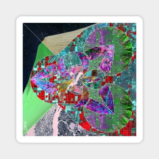 satellite city in urban global map collage art Magnet