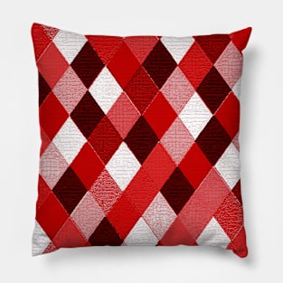 MARDI GRAS HARLEQUIN PATTERN Red Pink White Rhombi Argyle Pillow