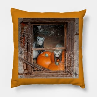 Ferrets Halloween Pumpkin Guard - Ferret art design Pillow