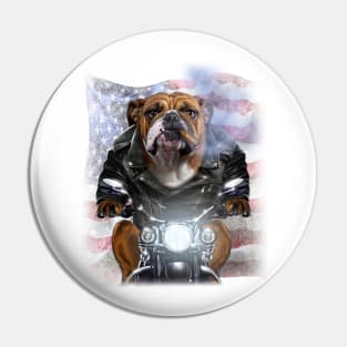 Usa America Patriot Bulldog Ride Motorcycle Dog Pin