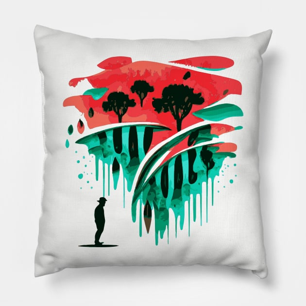 Watermelon Summer Trail Hiking Vacation Art Pillow by Holisticfox