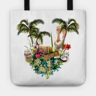 Wonderful pelican with flowers, tropical design Tote