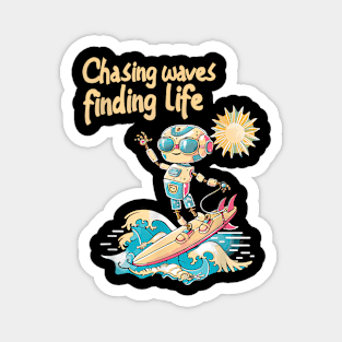 Chasing  Finding  Surfing Robot Adventure Summer Magnet