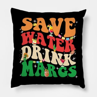 Save Water Drink Margarita Groovy Cinco De Mayo Fiesta Party Pillow