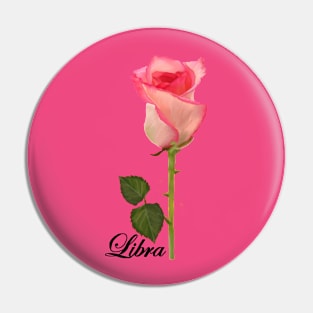 Libra Zodiac Horoscope Rose hand drawn art Pin