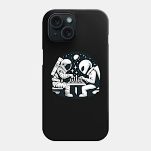 Space Astronaut Playing Chess With Alien Aesthetic Galaxy Phone Case