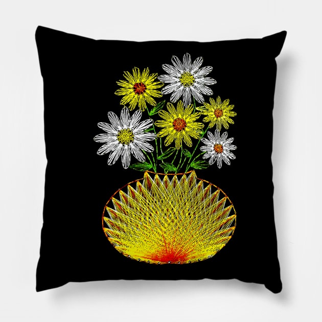 String Art Flowers Pillow by bronzarino