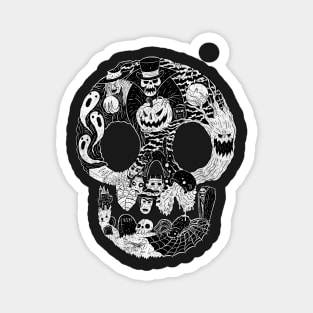 Spooky Skull White Magnet