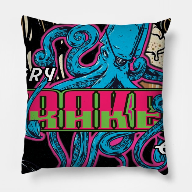 Angry Kraken Ale Pillow by Digitanim8tor