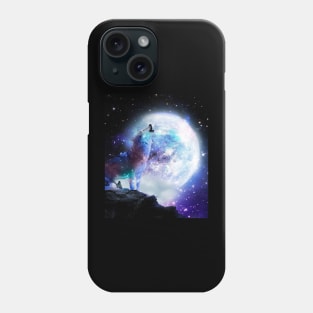 Cosmic Space Wolf Wolves Howling At Moon Phone Case