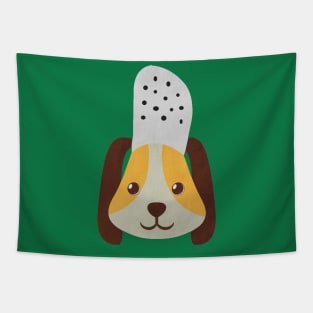 cute doggo with croc on the head - green Tapestry