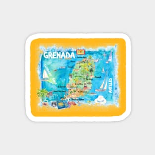 Grenada_Illustrated_Travel_Map_With_RoadsM Magnet