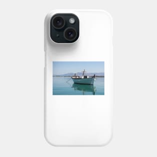 Greek white boat. Phone Case