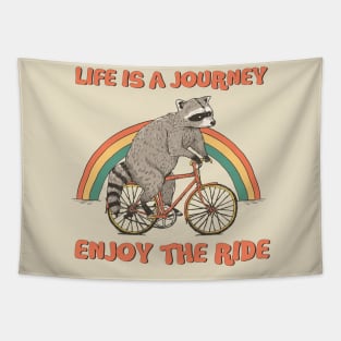 Raccoon Ride Bike Life Is A Journey Tapestry