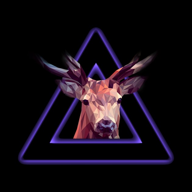 Geometric purple deer head triangle by Dripology