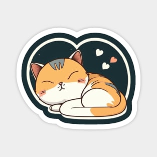 Sleepy Cat Valentine's Day Magnet