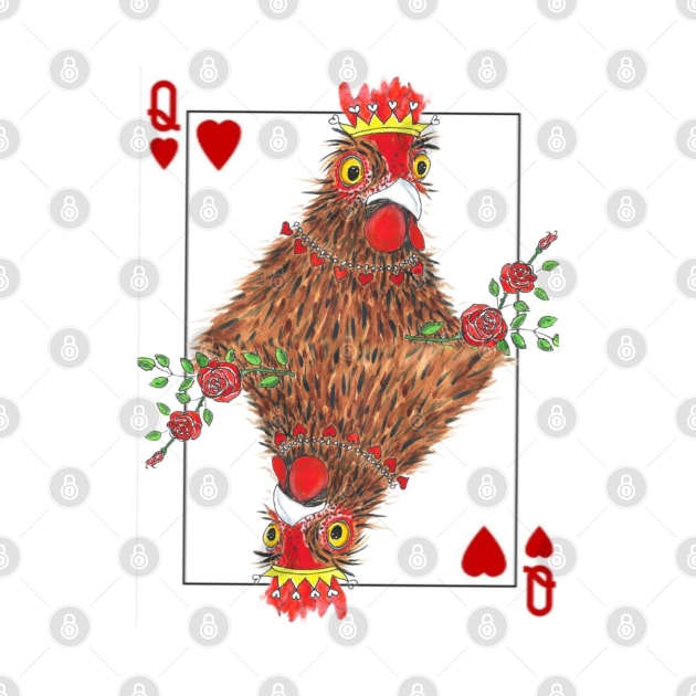 Queen of Hearts Chicken playing card by Marjansart 