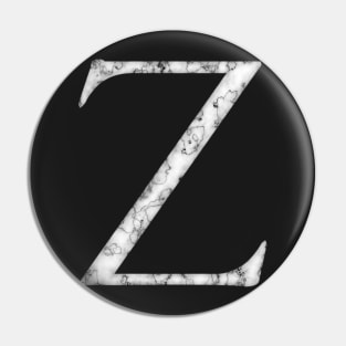 Z in Roman White Marble Latin Alphabet Letter Sticker Pin