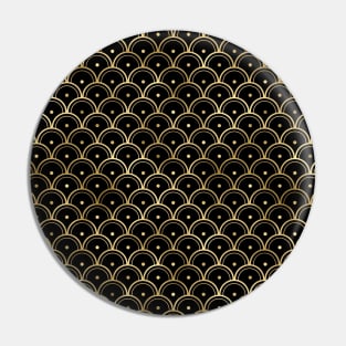 Dotted Scales in Black and Gold Vintage Faux Foil Art Deco Vintage Foil Pattern Pin