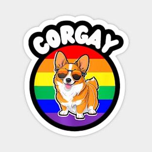 Corgay Corgi Dog Gay Pride Flag LGBT  Pun Magnet