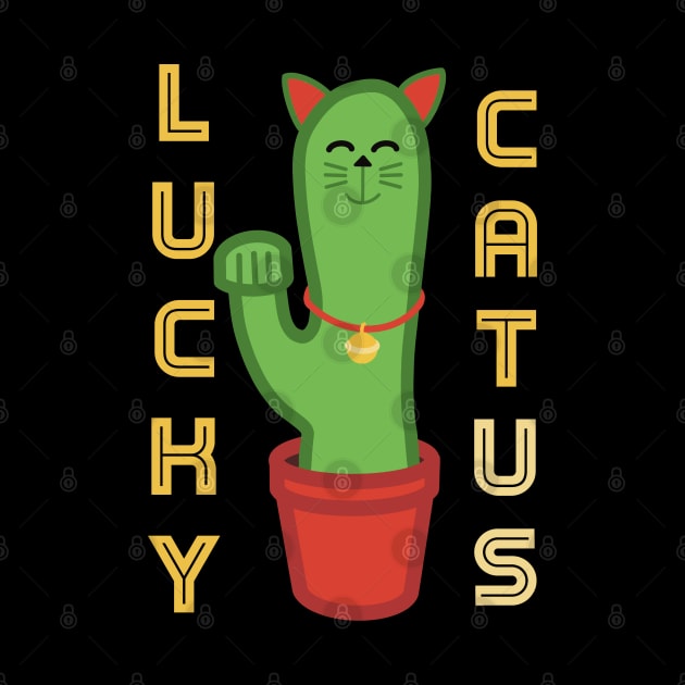 Catus Lucky Cat and Cactus Pun by Punful