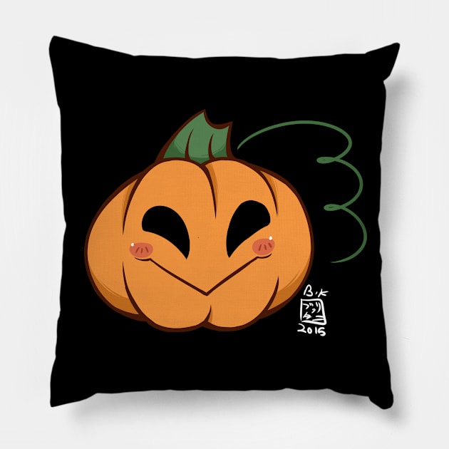 Moe Moe Pumpkin-Chan Pillow by LeafBunnyStudios