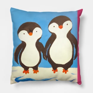Two Penguins in Love Pillow