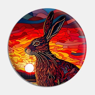 Hare and Serene Sunset View Pin