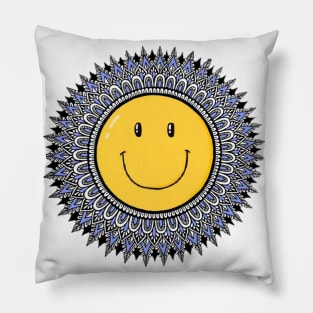 Smiley Face Mandala Pillow