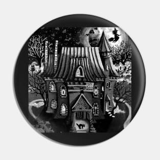Creepy black and white witches house Pin