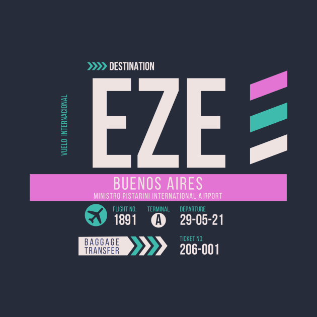 Buenos Aires (EZE) Airport Code Baggage Tag by SLAG_Creative