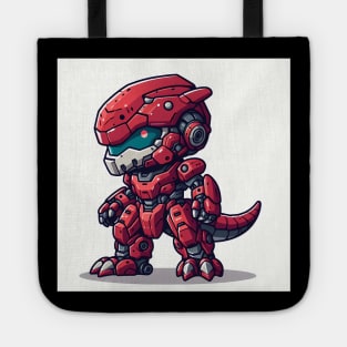 Chibi Red dinosaur robot Tote
