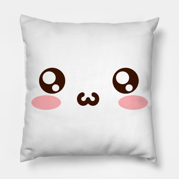 Kawaii face Pillow by Qwerty