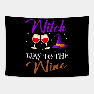 Witch Way To The Wine Funny Wine Halloween Gifts Tapestry