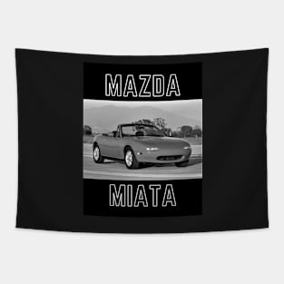 1990 Mazda Miata - Black And White Design Tapestry