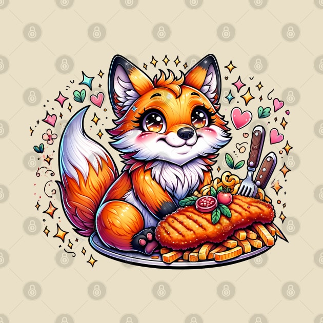 Cute Fox eating german food by TaevasDesign