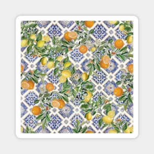 Sicilian Mediterranean tiles and citrus fruit, oranges, lemons Magnet