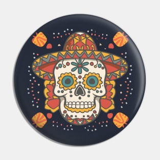 cinco de mayo skull graphic Pin