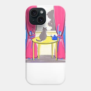 Cat Relaxing and Chilling at Home with Bookcase and Decor Phone Case