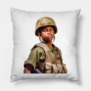 Military Minded Street Soldier Urban Warrior Black Boy Pillow