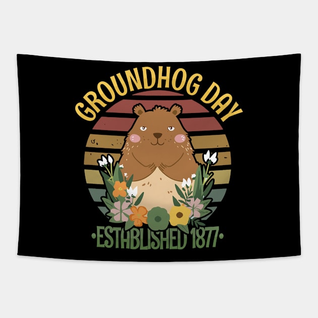 Groundhog Day Tapestry by Tezatoons