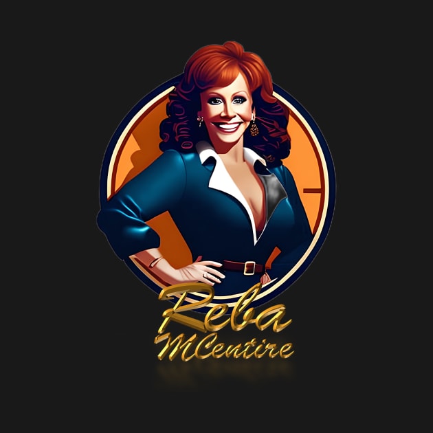 Reba McEntire | Retro Cartoon Gold Text by iCutTee