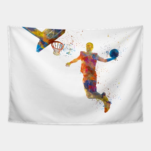 Basketball player in watercolor Tapestry by PaulrommerArt