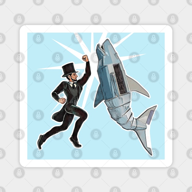 Abe Lincoln vs RoboShark Magnet by ChrisOConnell